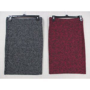 Express Womens Pencil Skirt Set Gray/burgundy Marled Knit Professional Stretch S